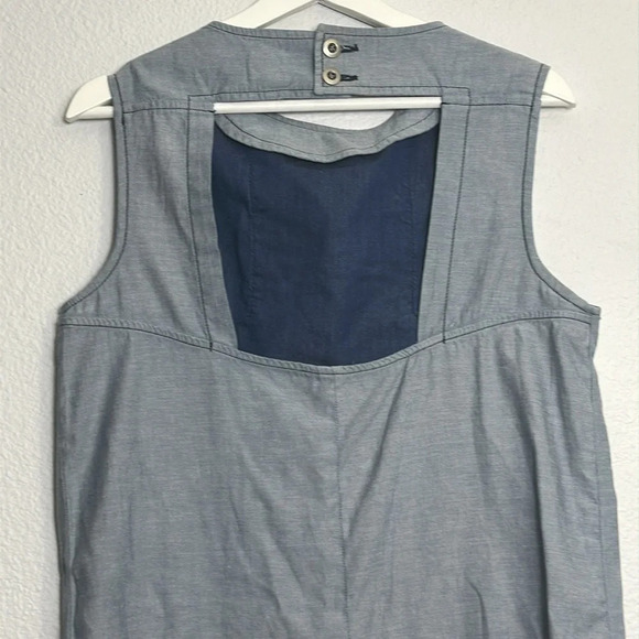 Asos Denim Chambray Patch Pocket Sleeveless Mini Dress Womens Size 6 - Picture 4 of 9